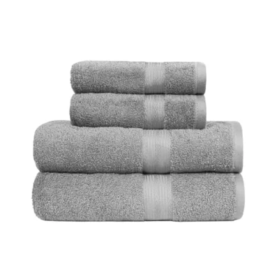 Abbildung von Amazon Basics 2 Badetücher und Handtücher, 4 Stück, 60 x 70 cm aus 100 % Baumwolle, farbecht, Grau