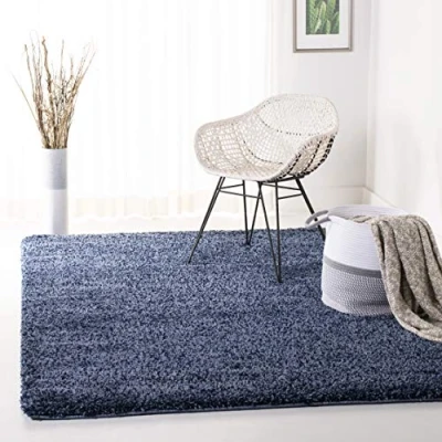 Abbildung von SAFAVIEH Zottelig Teppich für Wohnzimmer, Esszimmer, Schlafzimmer California Shag Collection, Hoher Flor, Marine, 122 X 183 cm