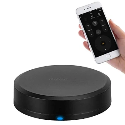 Abbildung von auvisio Alexa Thermometer: Lernfähige IR &amp; Funk Fernbedienung, Temperatur/Luftfeuchtesensor, App (Luftfeuchte Messer, Sprachfernbedienungen, Luftbefeuchter für Heizung)