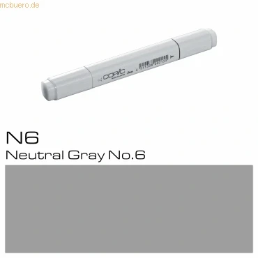 Abbildung von COPIC Classic Marker Typ N 6, neutral gray No. professioneller Layoutmarker, mit einer breiten und feinen Spitze