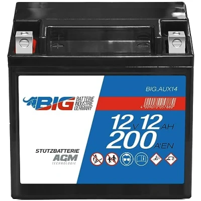 Abbildung von Stützbatterie 12V 12Ah BIG AUX AGM PKW Backup Batterie für A2115410001 &amp; 61217586977