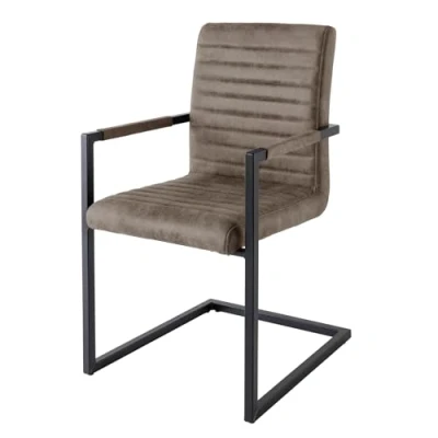 Abbildung von riess ambiente Freischwinger LOFT taupe grau / anthrazit (Einzelartikel, 1 St), Esszimmer · Microfaser Metall mit Armlehne Industrial