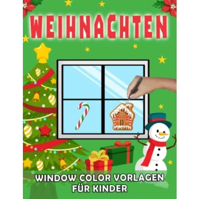 Abbildung von Weihnachten Window Color Vorlagen für Kinder: Fensterdeko Kinderzimmer, Kindergarten mit Weihnachtliche, Advent und Winter Motive. Fenster Bemalen Schablonen Kreidemarker.
