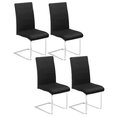 Abbildung von WOLTU Esszimmerstühle 4er Set, Schwingstuhl, Freischwinger Stuhl, Küchenstuhl, Samtstuhl, Polsterstuhl, mit hoher Rückenlehne, für Esszimmer Esstisch Küche Wohnzimmer Büro, Schwarz, BH377sz 4