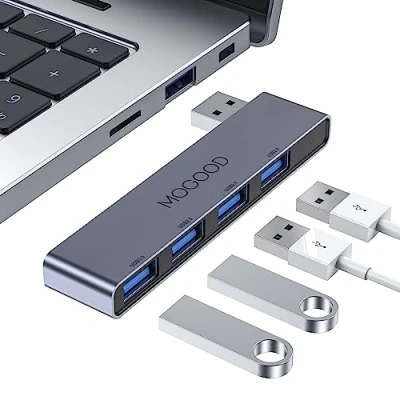 Abbildung von USB Hub für Laptops, MOGOOD 3.0 Slitt von Ultra Slim Data [Laden Nicht unterstützt] Adapter Station Multi Port Expander Laptop, Windows PC, Mac, Drucker, Flash Drive