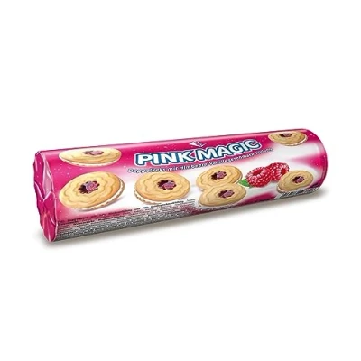 Abbildung von PINKMAGIC Doppelkeks mit Himbeere Vanillegeschmack Füllung, 176g