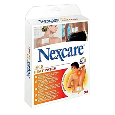 Abbildung von Nexcare Wärmepflaster, 9,5 cm x 13 cm, 5 selbstklebende Wärmepflaster pro Packung, zur Linderung von Muskelschmerzen, Steifheit, Verspannungen oder Rückenschmerzen, Thermotherapie