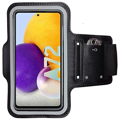 Abbildung von CoverKingz Sportarmband für Samsung Galaxy A72 5G Armtasche mit Schlüsselfach Oberarm Halterung Sport Laufarmband Handy Armband Schwarz