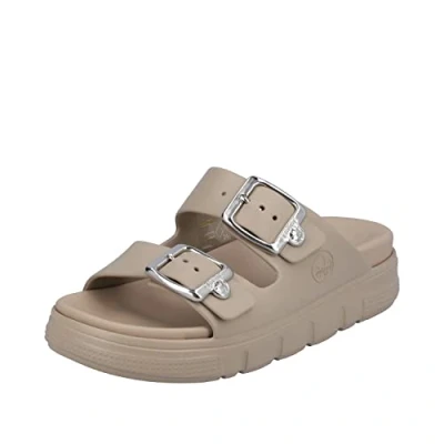 Abbildung von Rieker Pantolette, Plateau, Sommerschuh, Schlappen mit zwei verstellbaren Schnallen