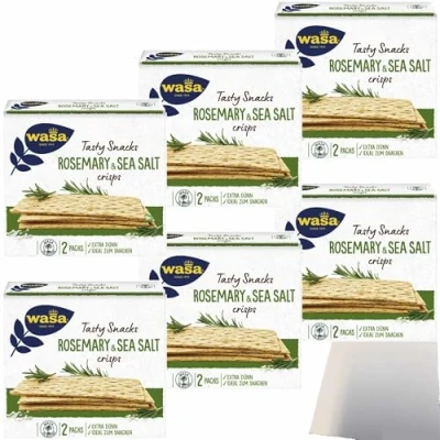 Abbildung von usy Bundle für Wasa Knäckebrot Delicate Crisp Rosemary &amp; Sea Salt 6er Pack (6x190g Packung) + Block