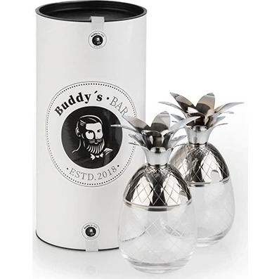 Abbildung von Buddys Becher &quot;Buddy&#039;s Bar&quot;, (Set, 2 tlg.), Ananas Cocktail Becher, 350 ml, Pineapple Mug, Edelstahl/Glas