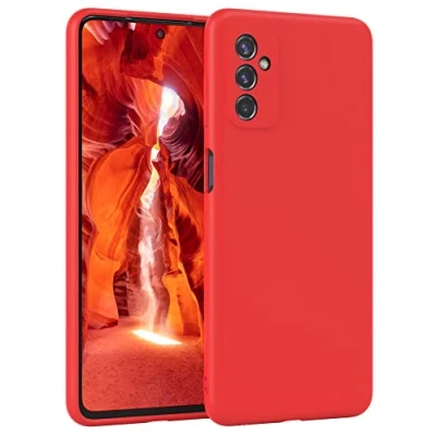 Abbildung von EAZY Case Silikonhülle für Samsung Galaxy M52 5G Hülle Silikon Rot weich stoßfeste Handyhülle Schutzhülle mit Kameraschutz Dünn Premium Schutz Cover TPU Phone Bumper in