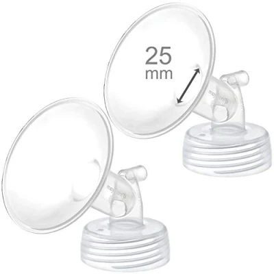 Abbildung von 2 x 25 mm Maymom szeroka szyjka części pomp Spectra S1/S2; w zestawie kołnierz z szeroką szyjką; nie oryginalny kołnierzyk Spectra; zamiennik do Shield (dwa kołnierze mm) (części pompy)