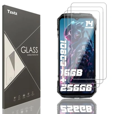 Abbildung von Tzstz Displayschutzfolie aus Hartglas für Doogee S Cyber/Doogee Punk 6,58 Zoll, Härtegrad 9H, kratzfest, HD, 3 Stück