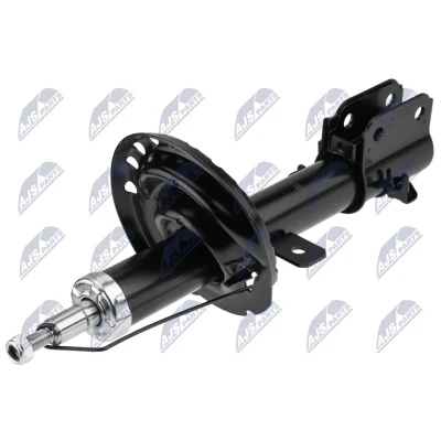 Abbildung von NTY A NS 024 Stoßdämpfer Vorderachse rechts Gasdruck Zweirohr Federbein oben Stift, unten Schelle NISSAN: Note I (E11, NE11) 1.5 dCi, 1.4