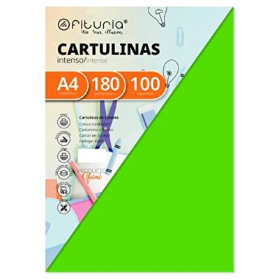 Abbildung von Pack 100 Cartulinas Color Verde Fuerte Tamaño A4 180g