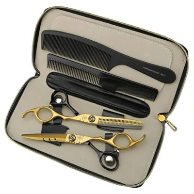 Abbildung von JIESENYU Friseurschere, Effilierschere, 6 Zoll, Friseursalon Haarschneidewerkzeug Set für Friseursalon, japanisches
