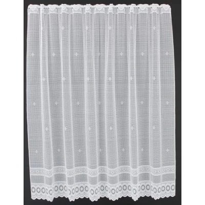 Abbildung von Scheibengardine Jacquard gebogt Abschluss 150 cm hoch weiß Wunschbreite frei wählbar durch gekaufte Menge in 12,5 Schritten Meterware