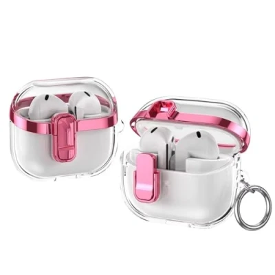 Abbildung von YKNIUFLY Bluetooth Kopfhörerhülle Kompatibel mit Samsung Galaxy Buds 3/Buds 3 Pro, Hart PC, 360 Rundumschutz Kopfhörer Hülle Abdeckung Pro.(Rosa)