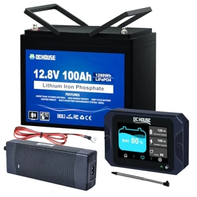 Abbildung von 12V 100Ah LiFePO4 Batterie mit 10A Ladegeräte Monitor 300A batteriewächter 12V/24V/36V/48V Wohnmobile, Solaranlagen