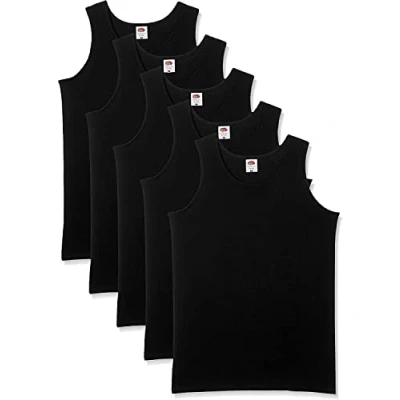 Abbildung von Fruit of the Loom Herren Regular Fit Unterhemd 5 Pack Athletic Mens, Schwarz (Black), 4XL