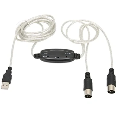 Abbildung von USB MIDI Kabel, zu Kabelkonverter 16 Kanäle PC Synthesizer 2 in 1 Kabeladapter für Windows Computer
