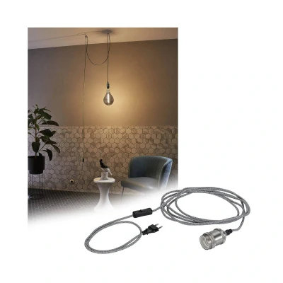 Abbildung von Paulmann 79771 Neordic Pendelleuchte Eldar inkl. Stecker max. 20 W Grau, Nickel Wohnzimmer Metall Beleuchtungssystem E27