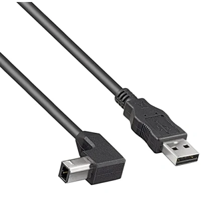 Abbildung von PremiumCord USB 2.0 High Speed Kabel M/M 3m, A Stecker auf B 90, Verbindungskabel für Scanner usw, Doppelt geschirmt, AWG28, Farbe schwarz, Länge ku2ab3 90