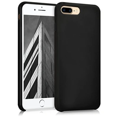 Abbildung von kwmobile Hülle kompatibel mit Apple iPhone 7 Plus/iPhone 8 Plus Silikon Handy Case Handyhülle weiche Oberfläche kabelloses Laden Schwarz