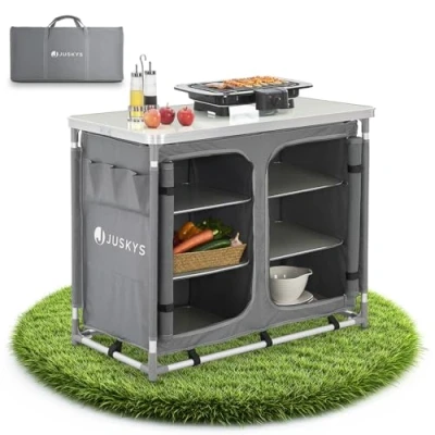 Abbildung von Juskys Campingschrank Ruda mit Tasche, klappbar, leicht, tragbar