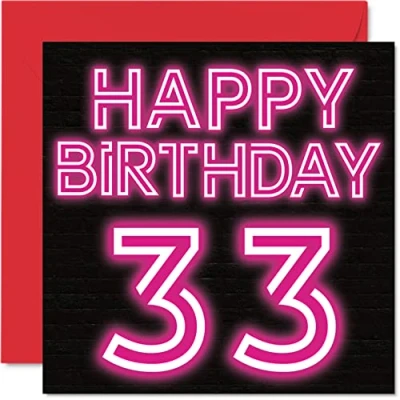 Abbildung von Lustige Karte zum 33. Geburtstag für Männer Frauen neonleuchtend Geburtstagskarte Vater Mutter Sohn Tochter Bruder Schwester Onkel Tante Cousin 145 mm x Grußkarten