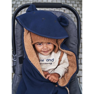 Abbildung von VERTBAUDET Baby Sweat Einschlagdecke, Plüschfutter nachtblau ONE SIZE
