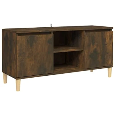 Abbildung von vidaXL TV Schrank mit Massivholz Beinen Lowboard Möbel Tisch Board Sideboard Fernsehschrank Fernsehtisch HiFi Räuchereiche 103,5x35x50cm
