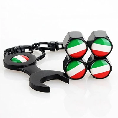 Abbildung von 4 Teile/Satz Auto Rad Reifen Vorbau Luftventilkappen Staubabdeckungen Italienische Flagge Für Auto/Motorrad, luftdicht Und Schutz Ihre Ventilkappe