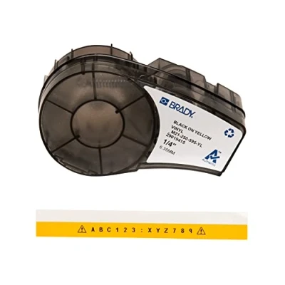 Abbildung von Brady Vinyl Etiketten für Etikettendrucker M211 &amp; M210 Klebe Druckeretiketten Industrieetikettenband Kabel/Namensetiketten Schwarz auf Gelb (6.35mm x 6.40m) M21 250 595 YL