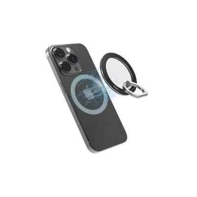 Abbildung von iRing Handyringhalterung Finger Handyring Magsafe Kompatibel 360 Grad Drehung 180 Neigungsfunktion Rauchschwarz