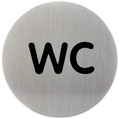 Abbildung von Durable Türschild Picto rund (WC, 83 mm) metallic silber, 490723