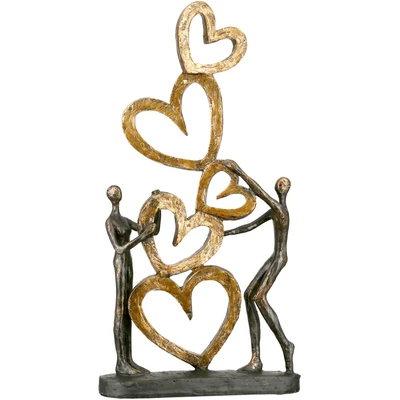 Abbildung von Casablanca Design Deko Skulptur Herz auf aus Poly Höhe 41 cm Statue Antikfinish Figur Gold/Schwarz Wohnzimmer Schlafzimmer Dekoration Home Liebe