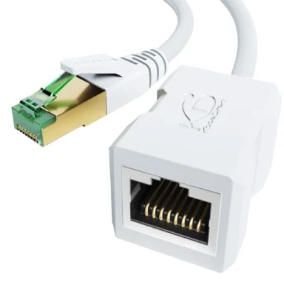 Abbildung von KabelDirekt LAN Kabel Verlängerung &amp; Ethernet Verlängerung, bruchfest konstruiert 7,5 m (10 Gbit/s, Cat 7 Kabel, RJ45, verlängert Netzwerkkabel/Patchkabel bei voller Geschwindigkeit, weiß)