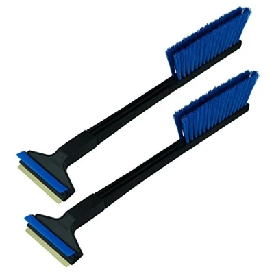 Abbildung von [ 2 Stück ] Eiskratzer Auto mit Besen Murska Messing 420mm Scheibenkratzer Schneebesen Schneebürste lang Schneefeger Winter Schnee Bürste Feger Finnland (2x L&amp;P A056 Schwarz Blau)