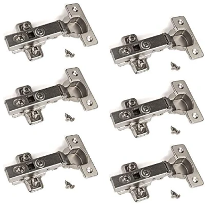 Abbildung von SO TECH® Möbelbeschlag Topfbänder T45/T52 Eckanschlag mit Dämpfer + Kreuzplatte (6 St), Scharnier Scharniere Topfscharniere