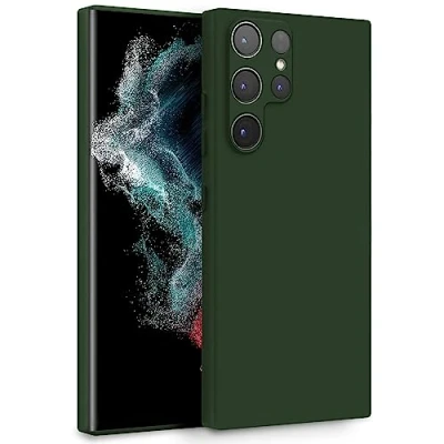 Abbildung von MyGadget Hülle für Samsung Galaxy S22 Ultra Zweilagige Handyhülle mit Kameraschutz Cover Innenfutter &amp; Silikon außen Olive Grün