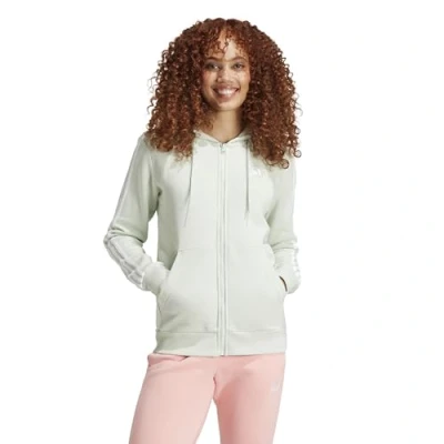 Abbildung von adidas Sportswear Essentials 3 Stripes FULL ZIP Hoodie Sweatjacke, Damen, Größe: Large, Linen green