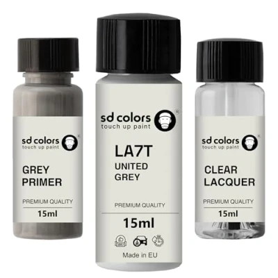 Abbildung von SD COLORS Neue lackstift VEREINIGTES GRAU LA7T X6 Reparatur KRATZEN 15 ml (Farbe+KLARLACK+GRUNDIERUNG)
