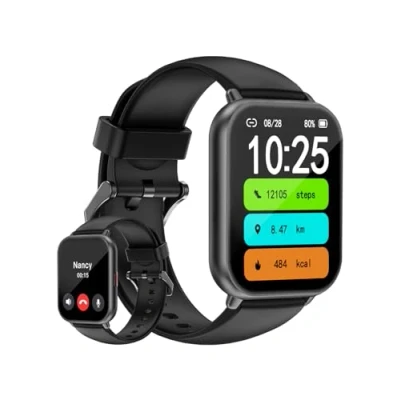 Abbildung von HUAKUA Smartwatch für Damen und Herren mit Telefonfunktion,1.85 Zoll HD Touch Screen Fitnessuhr SpO2 Überwachung Pulsuhr Schlafmonitor Schrittzähler Uhr Multi Trainingsmodi Android iOS