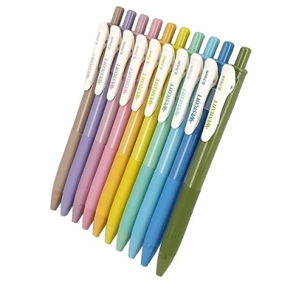 Abbildung von WESTCOTT Gelschreiber Gelstifte Set 10 Stück Frühlingsfarben, Stifte, (Vorteilspack, tlg), 0,7mm Strichstärke für weiche, präzise Striche
