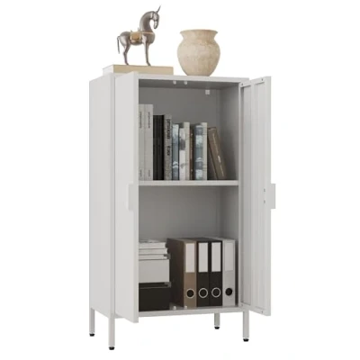 Abbildung von VCM Stahl Kommode Sideboard mit Drehtüren Maße ca. H. 110 x B. 60 T. 35 cm Flokas M Weiß