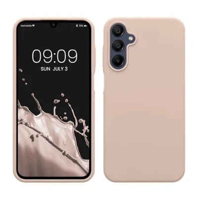 Abbildung von kwmobile Hülle kompatibel mit Samsung Galaxy A15 5G Silikon Handy Case Handyhülle weiche Oberfläche kabelloses Laden Coconut Swirl