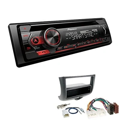 Abbildung von Pioneer DEH S320BT 1 DIN Autoradio Bluetooth CD Tuner USB Spotify inkl. Einbauset passend für Toyota Yaris Verso 1999 2003 schwarz