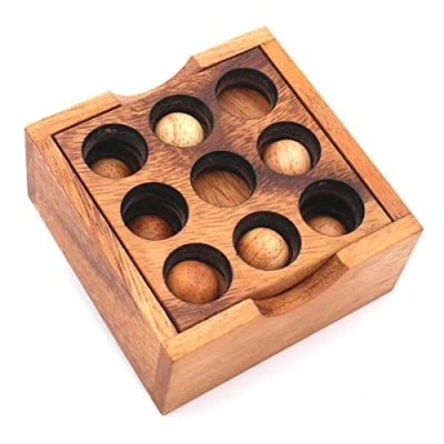 Abbildung von ROMBOL Denkspiele Spiel, 3D Puzzle 9 Loch mittelschweres, interessantes Logikpuzzle, Holzspiel